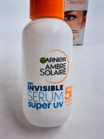 Сывортока для лица солнцезащитная SPF 50 Garnier Super UV Invisible Serum  с керамидами 30 мл (Франция)