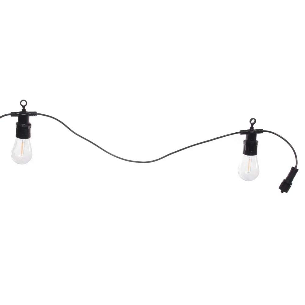 Гирлянда для улицы 5м 10 ламп LED «Filament» чёрный провод, 1 режим, 220V, IP-65, Теплый белый (возможность соединения)