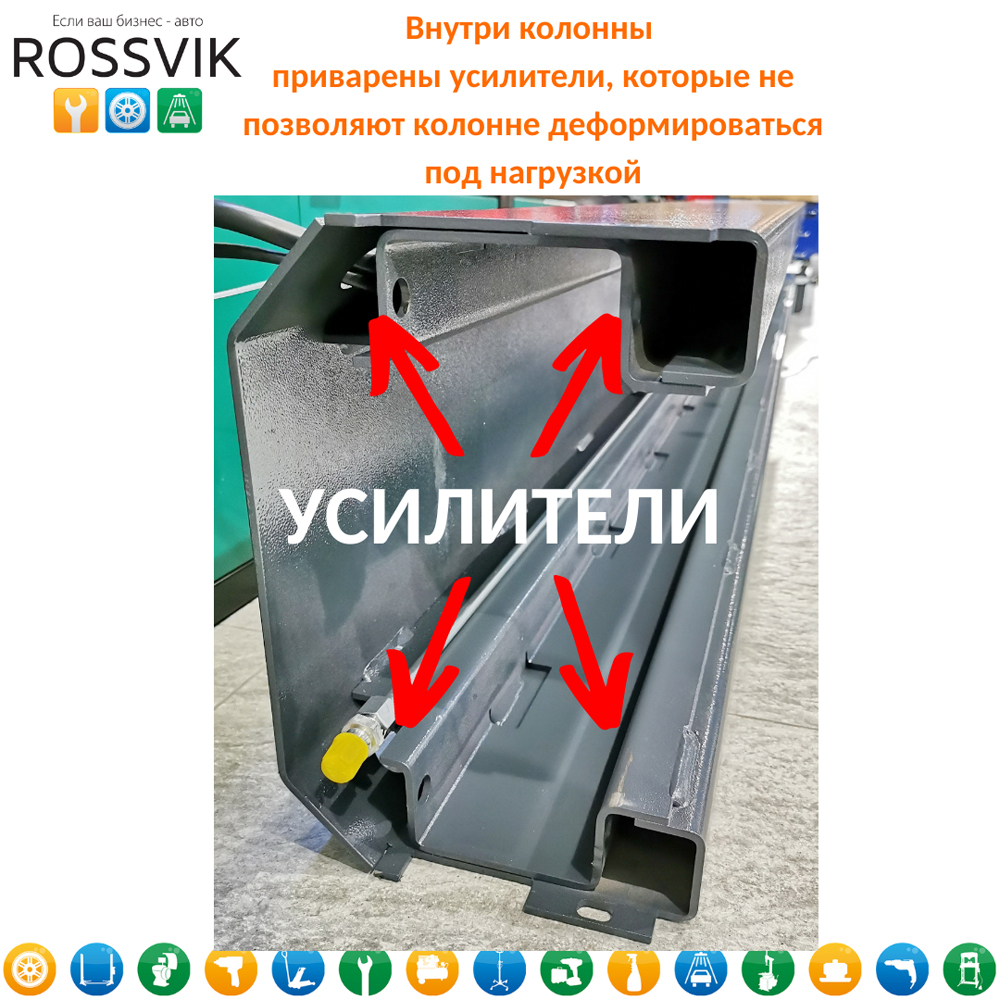 Автоподъемник двухстоечный ROSSVIK PRO V2-4.5L г/п 4.5т, 380В