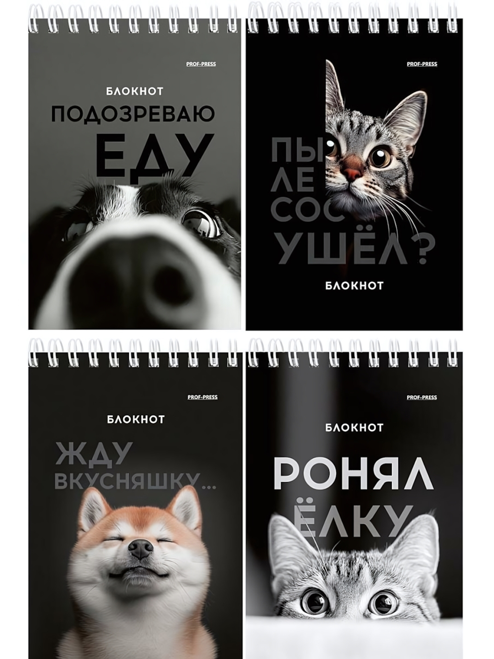 Блокнот А6 40 листов, клетка "Смешные питомцы" на гребне, ассорти (Проф-Пресс)