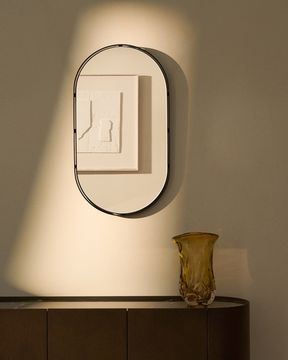 Овальное черное металлическое зеркало Noral Ø50,5 x 90 см