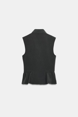 ZARA ТОП С БАСКОЙ И ПУГОВИЦАМИ, НЕФТЯНОЙ