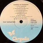 Pat Benatar - Crimes Of Passion (Швеция 1980г.)