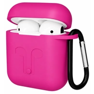Чехол для Airpods 1/2 Gurdini прорезиненный soft touch Ярко-Розовый