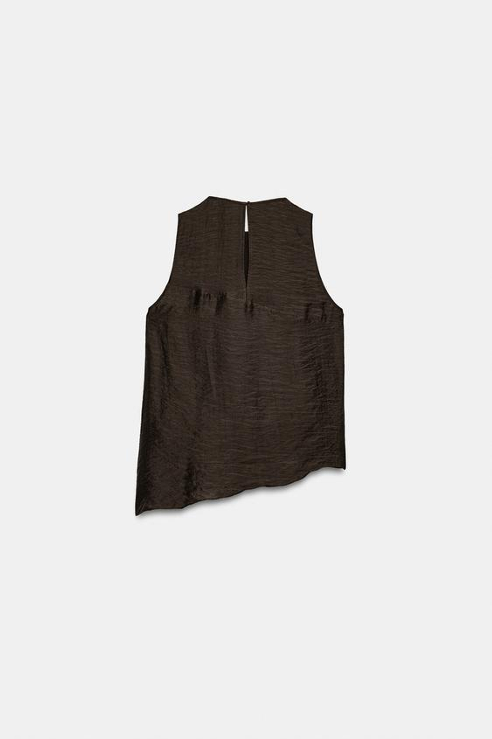 ZARA АСИММЕТРИЧНЫЙ ТОП С ВОЛАНАМИ, КОРИЧНЕВЫЙ