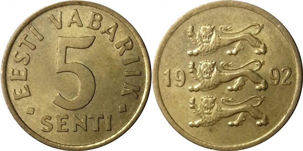 Эстония 5 сентов, 1992 aUNC