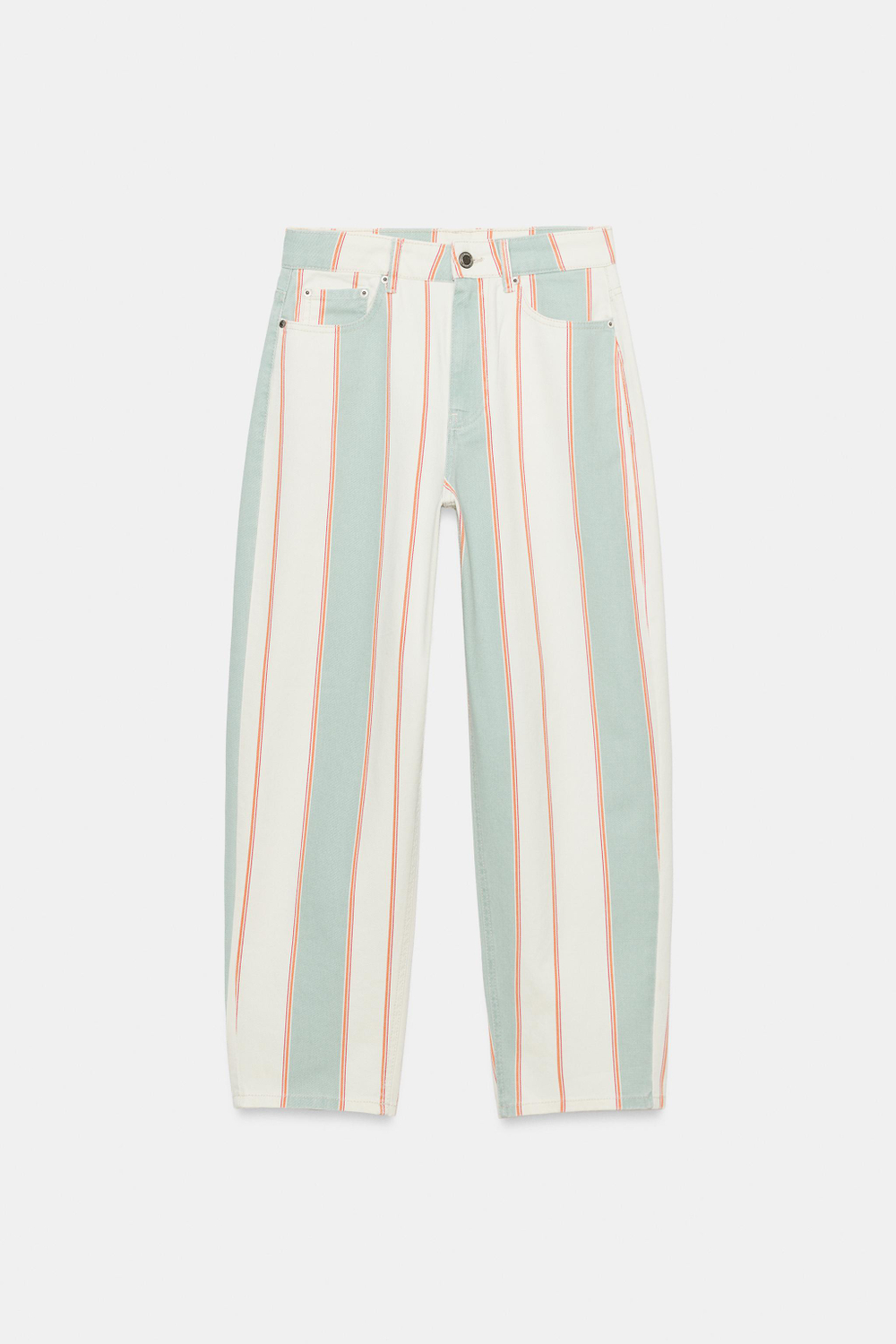 ЗАУЖЕННЫЕ ДЖИНСЫ В ПОЛОСКУ СО СРЕДНЕЙ ПОСАДКОЙ — ZW COLLECTION — ZARA