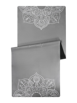 Легкий и тонкий коврик для йоги Mandala Grey 185*68*0,1 см из микрофибры и каучука (уценка)