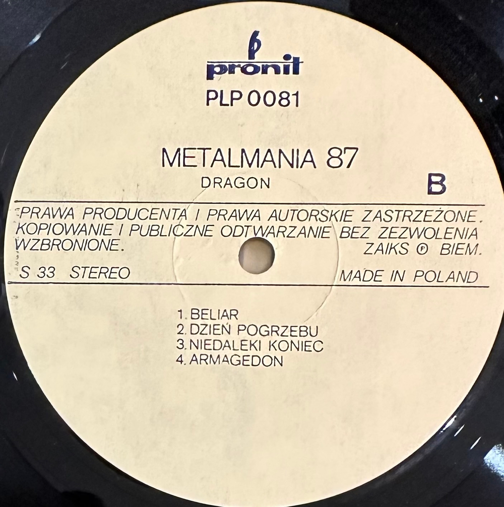 Wilczy Pajak / Dragon - Metalmania '87 (Польша 1987г.)