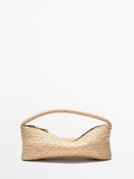 Massimo Dutti Плетеная сумка из кожи наппа, белый