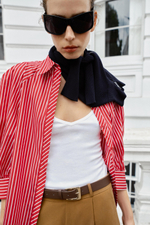 РУБАШКА В ПОЛОСКУ С ОБЪЕМНЫМИ РУКАВАМИ — ZARA