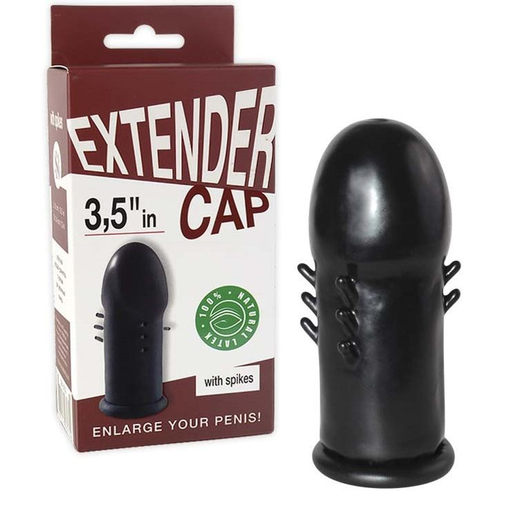 Чёрная насадка-удлинитель с усиками Extender Cap 3.5 (Цвет: черный)