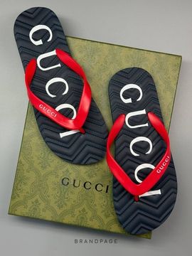 Вьетнамки тёмно-синие с красными ремешками от Gucci BP5-623971