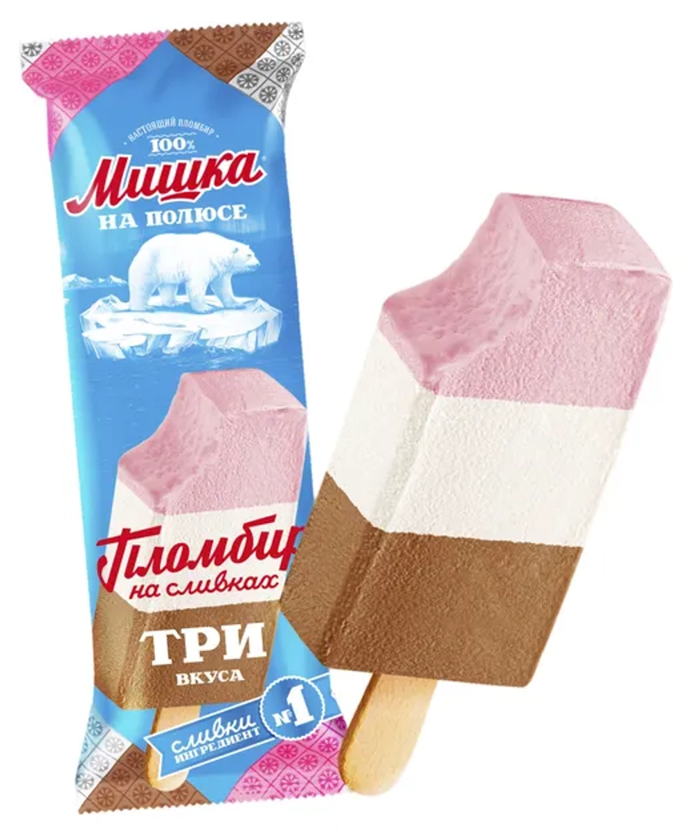 Эскимо МИШКА три вкуса (пломбир) 70 гр.