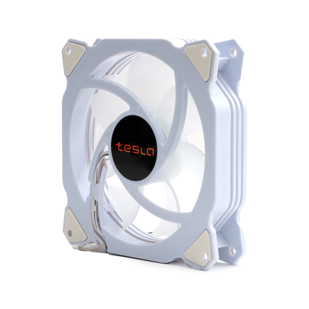 Вентилятор ТЕСЛА (TESLA) RGB120-RW, 120мм, 3-pin+Molex, белый/FRGB, 1200rpm, 38CFM, 21дБ, антивибропрокладки (TSL-120-RW)