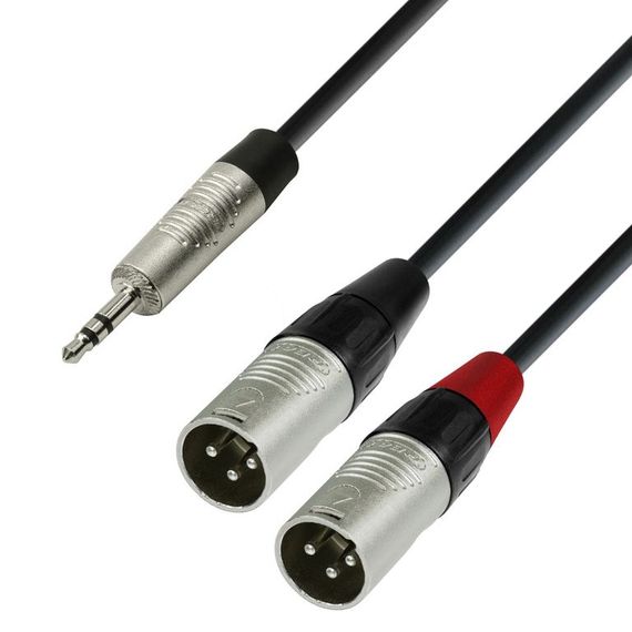 Adam Hall K4YWMM0300 - кабель аудио REAN TRS 3.5 mm stereo - 2 x XLR (F), 2 x 0.22 мм2, 3.0 м, черны