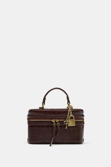 ZARA СУМКА-НЕСЕССЕР, БОРДОВО-КРАСНЫЙ