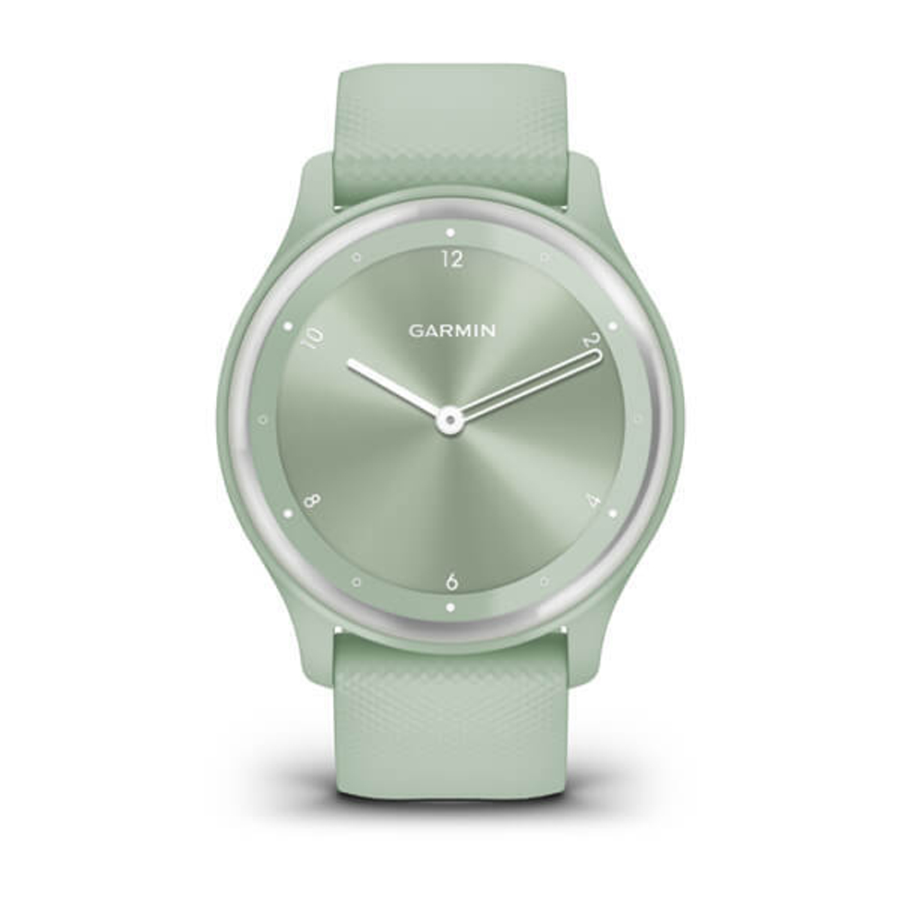 Смарт часы Garmin Vivomove Sport цвета мяты, серебристый безель, с силиконовым ремешком