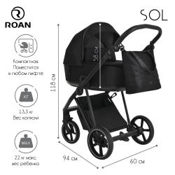 Roan Коляска 2 в 1 Sol Raven Black