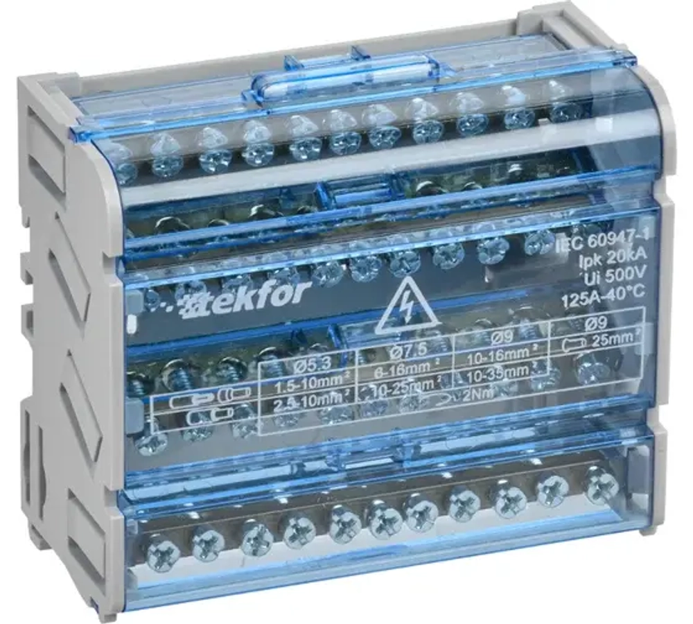 IEK TEKFOR Шины на DIN-рейку (кросс-модуль) ШНК 4х11  3L+PEN TF-DN10-4-11-125