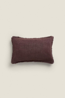 ZARA HOME ЛЬНЯНОЙ ЧЕХОЛ ДЛЯ ДЕКОРАТИВНОЙ ПОДУШКИ, ЦВЕТ БУРГУНДСКОГО ВИНА