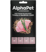 AlphaPet Superpremium крем-лакомство тунец льняное семя для кошек 48гр.