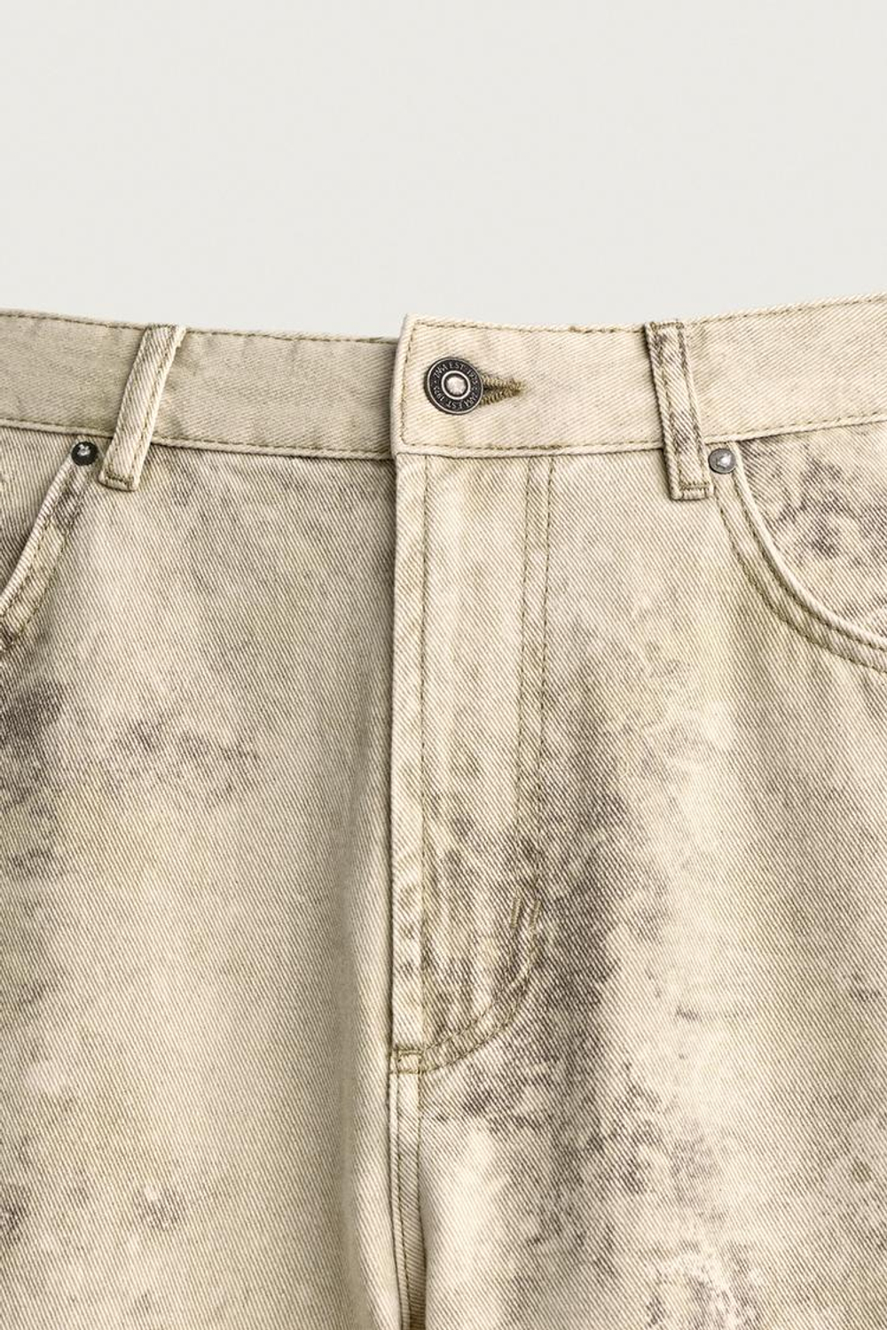 ZARA БРЮКИ С ПРИНТОМ BARREL FIT НА ШНУРКЕ, ХАКИ
