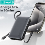 Power Bank внешний аккумулятор повербанк USAMS 10000 мАч 20W с кабелем