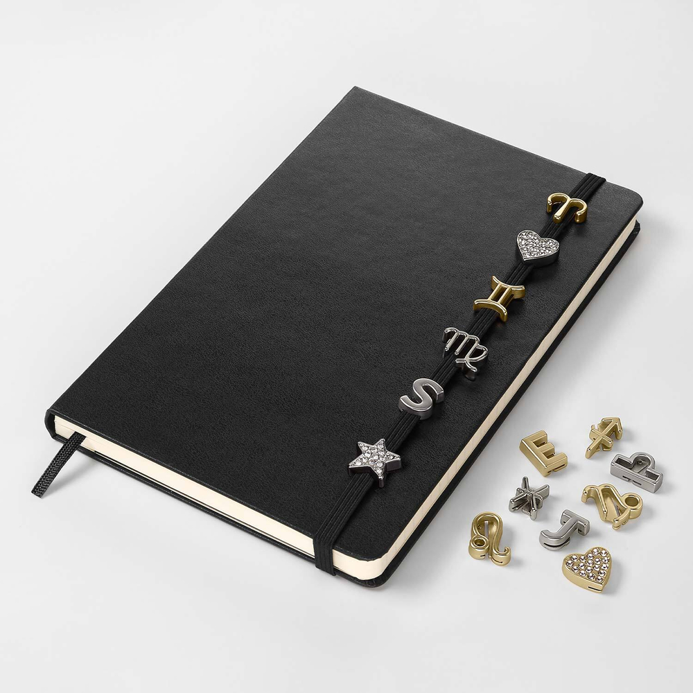 Шильдик-знак СЕРДЦЕ Moleskine HEART CRYSTAL, матовое серебро/стразы