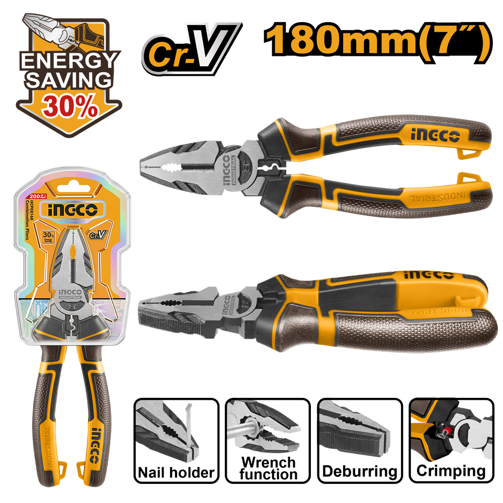 Плоскогубцы комбинированные INGCO HHCP28180 INDUSTRIAL 180 мм Плоскогубцы комбинированные INGCO HHCP28180 INDUSTRIAL 180 мм