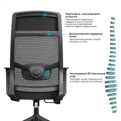 Кресло компьютерное GRAMBER, модель D01 (черный, черный пластик)