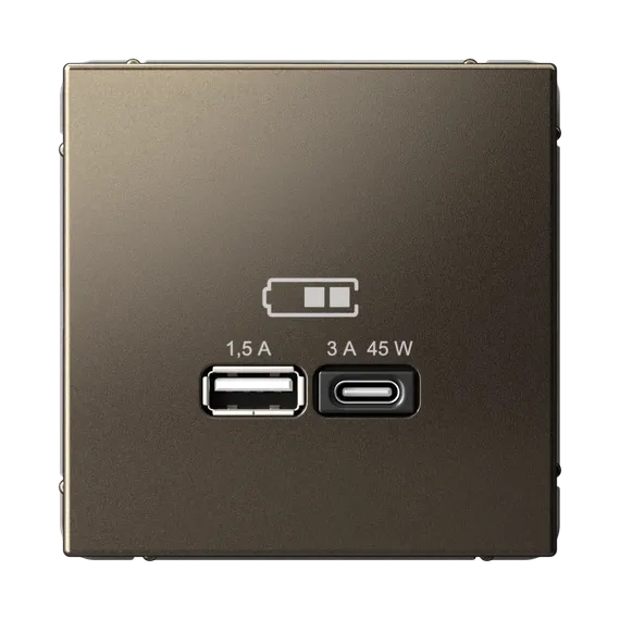 Розетка с USB A+C Systeme Electric ArtGallery Мокко GAL000629