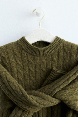 ZARA TIMELESS — СВИТЕР ИЗ 100% ШЕРСТИ, КОРИЧНЕВЫЙ/ЗЕЛЕНЫЙ