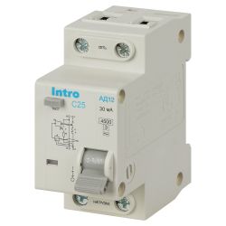 Автоматический выключатель дифференциального тока Intro ID12E2C25AC30 АД12 1P+N С25 30мА тип АС | Intro