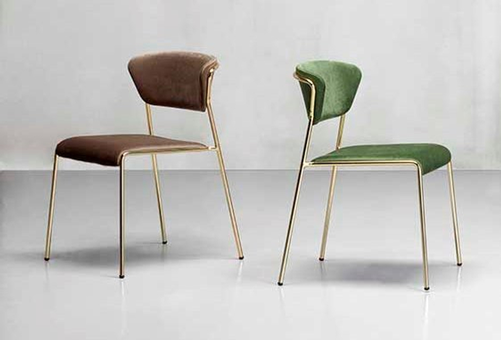Стул с обивкой Scab Design Lisa, сатинированная латунь, коричневый