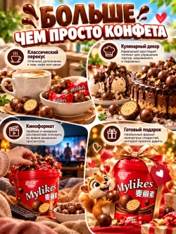 Шоколадные шарики хрустящие "Mylikes" 128 г