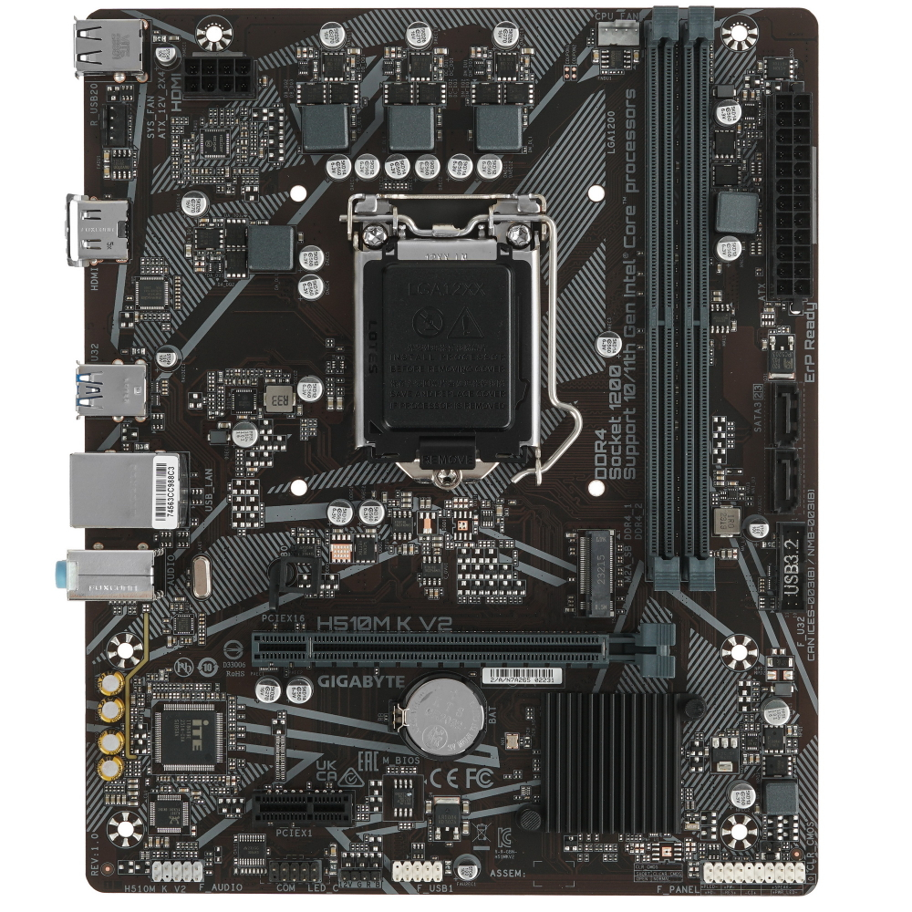 Мат. плата Gigabyte H510M K V2 2.0 Soc-1200 Intel Q470 2xDDR4 mATX AC`97 8ch(7.1) GbLAN+HDMI