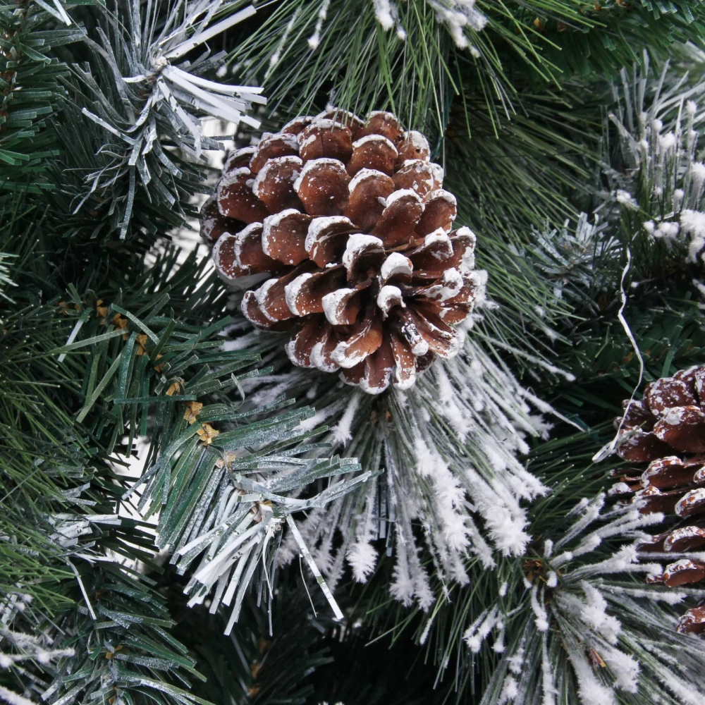 Ёлка «Царица леса» 180 см,ПВХ+леска, с белым напылением+шишки (698 веток) (SZ1017-180)