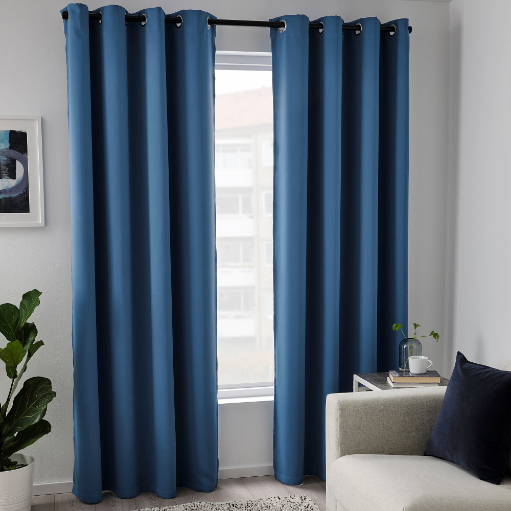 Комплект штор IKEA HILLEBORG (ХИЛЛЕБОРГ), Синий, 145х250 см, 2 шт