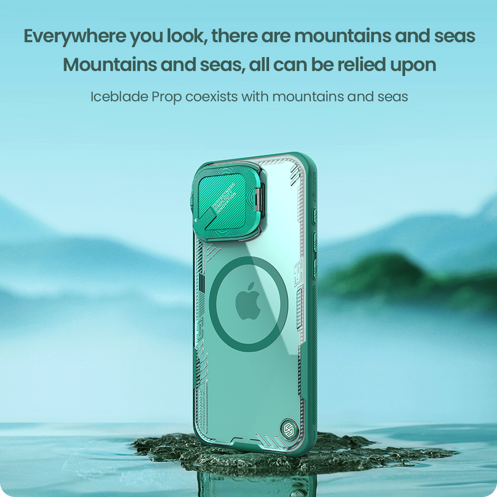 Чехол зеленый прозрачный с MagSafe на iPhone 16 Pro, серия Iceblade Prop Magnetic от Nillkin
