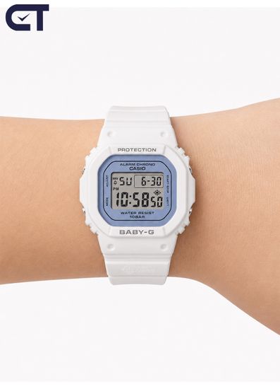 Casio BGD-565SC-2BDR женские часы — белая ударопрочная модель BABY-G с перламутрово-голубым акцентом