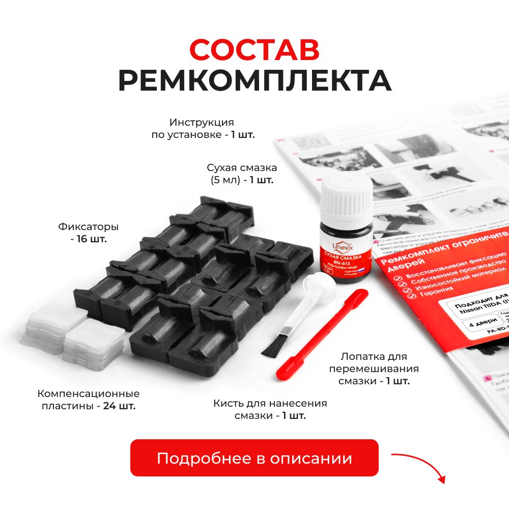 Ремкомплект ограничителей дверей Nissan TIIDA (I) C11 (4 двери, тип 25+32) 2004-2014