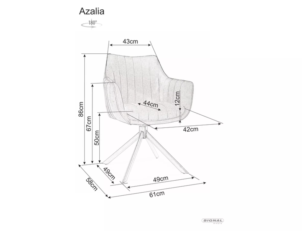 Стул SIGNAL AZALIA Brego 07 серый/черный, поворотный