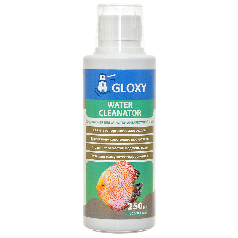 GLOXY Water Cleanator Кондиционер для очистки аквариумной воды, 250 мл на 2500 л