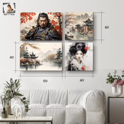 Картина модульная "Она самурай", 80 см х 40 см
