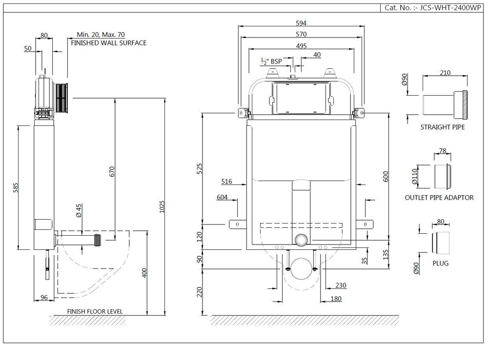 Jaquar, бачок скрыт. монтажа, механич., Белый JCS-WHT-2400WP