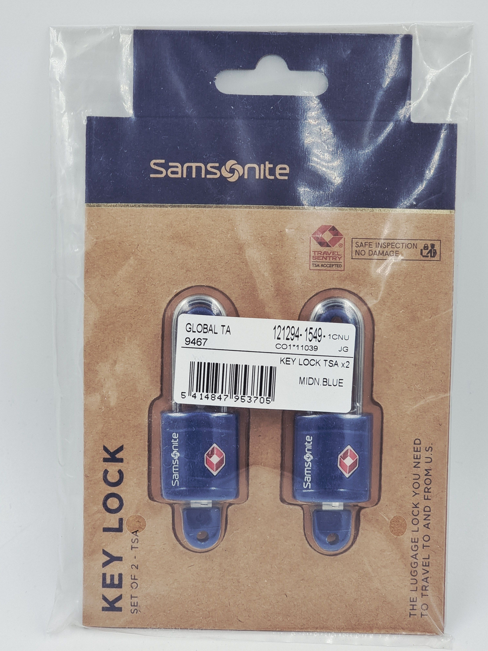 Samsonite замок для сумок и чемоданов (с ключом), 2 шт. в упаковке, синие