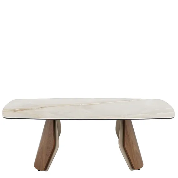 Журнальный столик Shelf, 120х70х43см, глянцевая керамика Toscane, натуральный шпон ореха