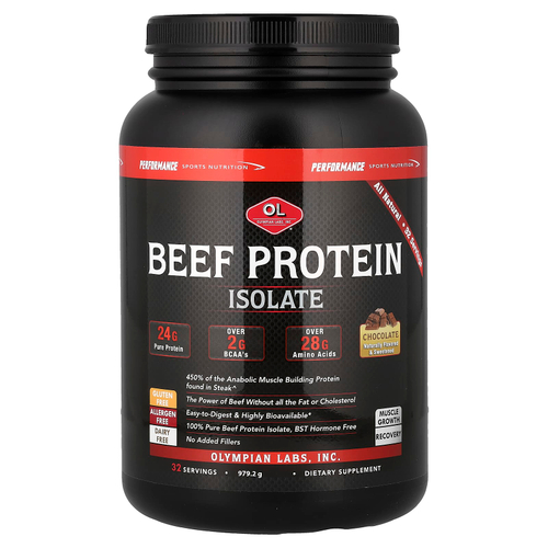 Olympian Labs, изолят говяжьего протеина, с шоколадным вкусом, 979,2 г