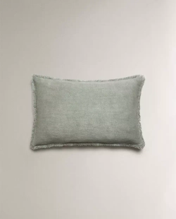 ZARA HOME НАВОЛОЧКА ДЛЯ ДЕКОРАТИВНОЙ ПОДУШКИ С БАХРОМОЙ, СИНИЙ